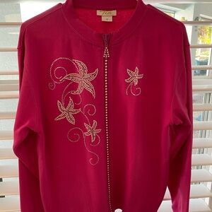 Women's Pink Jacket with Rhinestone Design